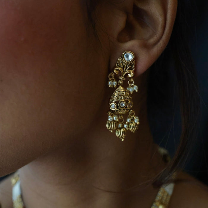 Antique ruby green pearl short necklace with earrings TT020521