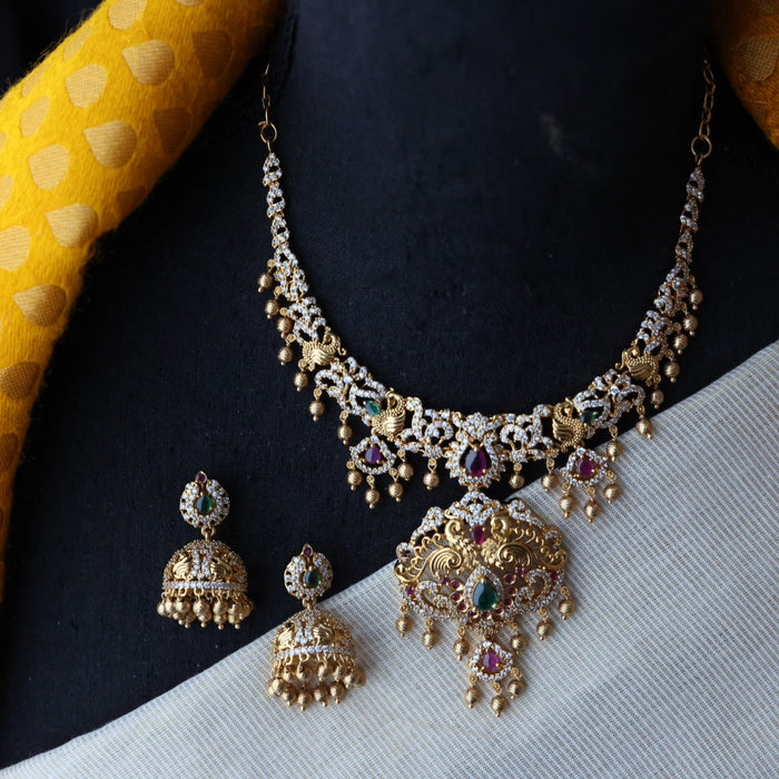 Antique short necklace with earrings S1B11023