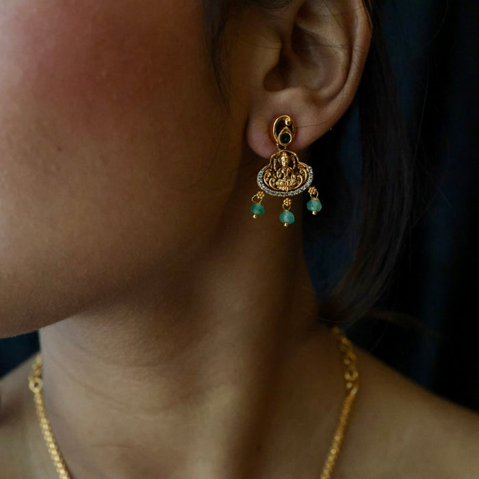 Antique ruby green pearl simple short necklace with earrings TT02057