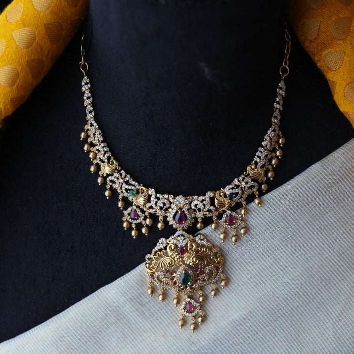 Antique short necklace with earrings S1B11023