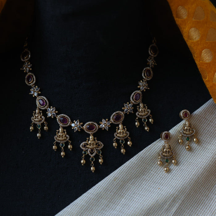 Antique temple design simple necklace necklace with earrings TTS56987