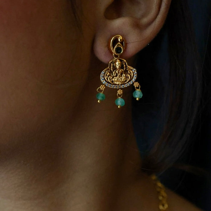 Antique ruby green pearl simple short necklace with earrings TT02057