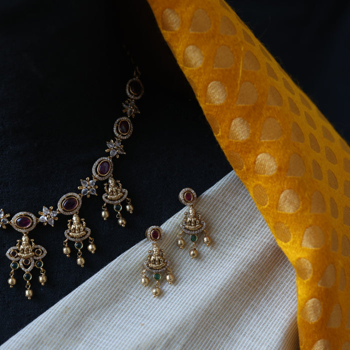 Antique temple design simple necklace necklace with earrings TTS56987