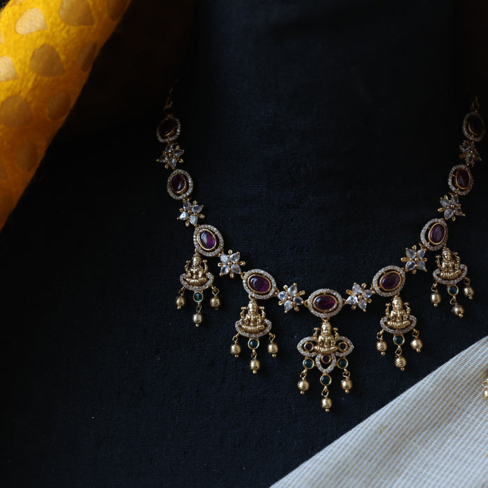 Antique temple design simple necklace necklace with earrings TTS56987