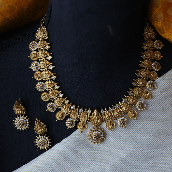 Antique short necklace with earrings S1B138