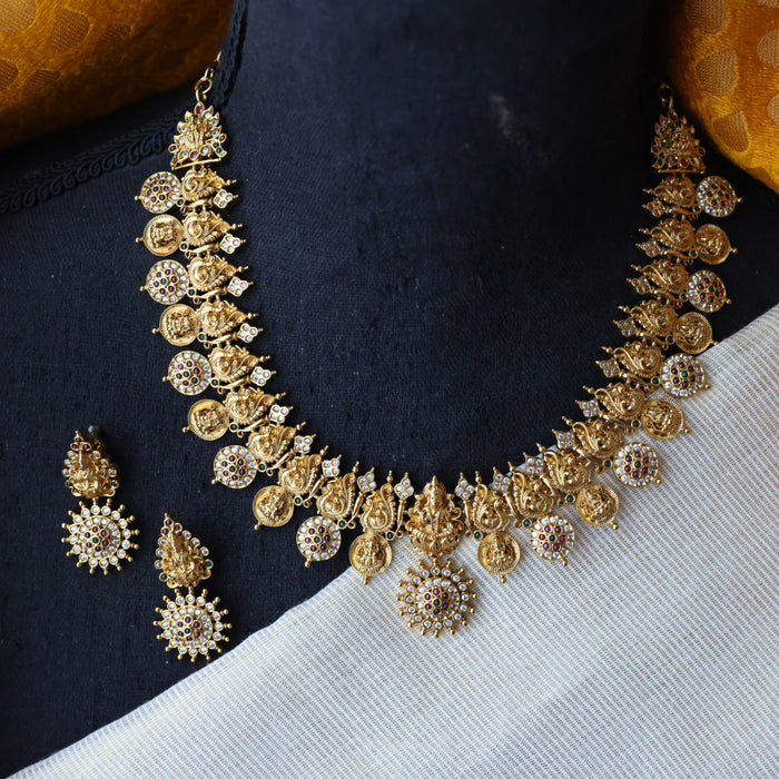 Antique short necklace with earrings S1B138
