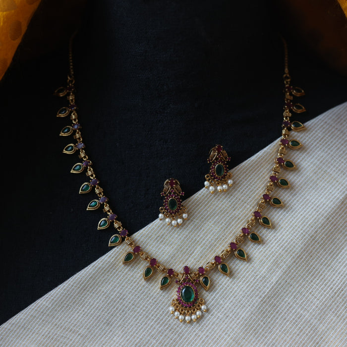 Antique mango design simple necklace with earrings TTS5183