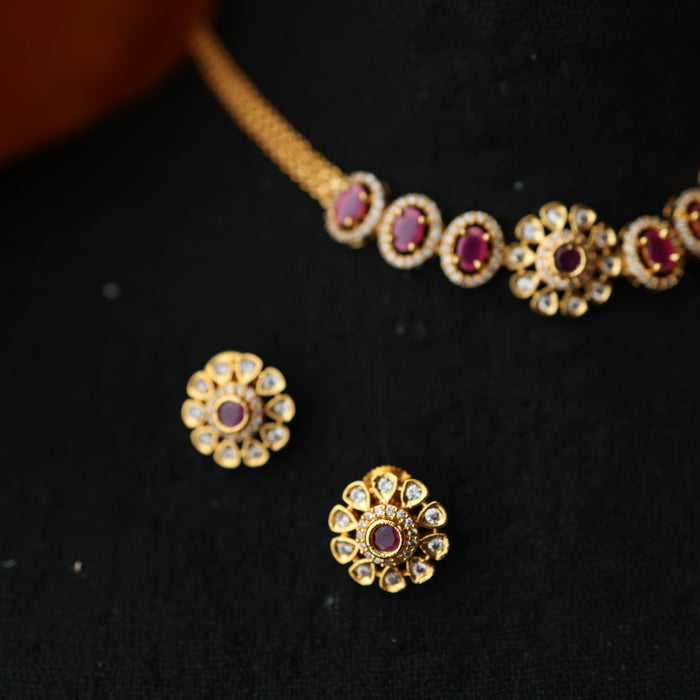 Heritage simple choker necklace with earrings CBB1455