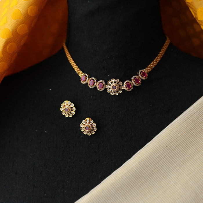 Heritage simple choker necklace with earrings CBB1455