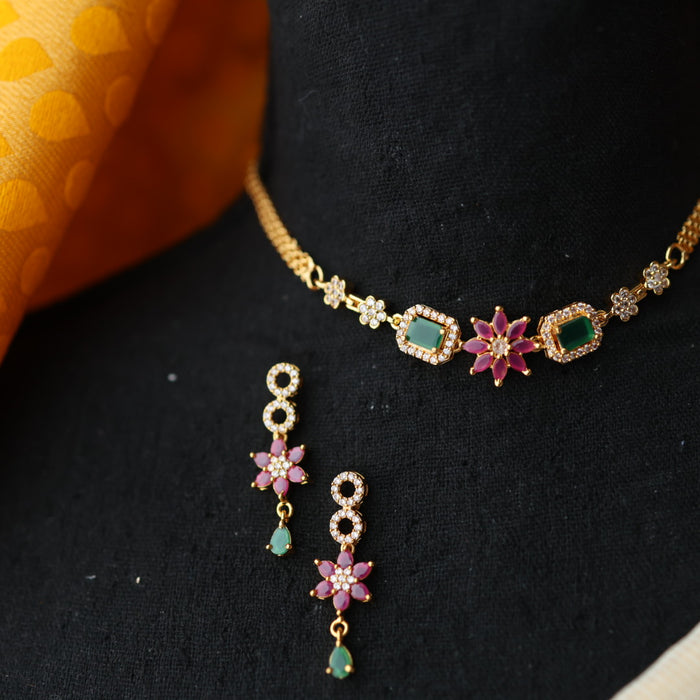 Heritage simple choker necklace with earrings CBB1456