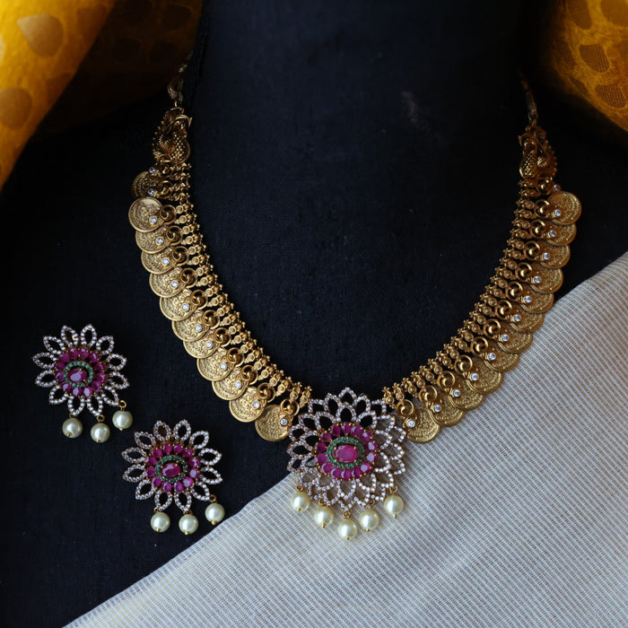 Antique mango short necklace with earrings S1B1347