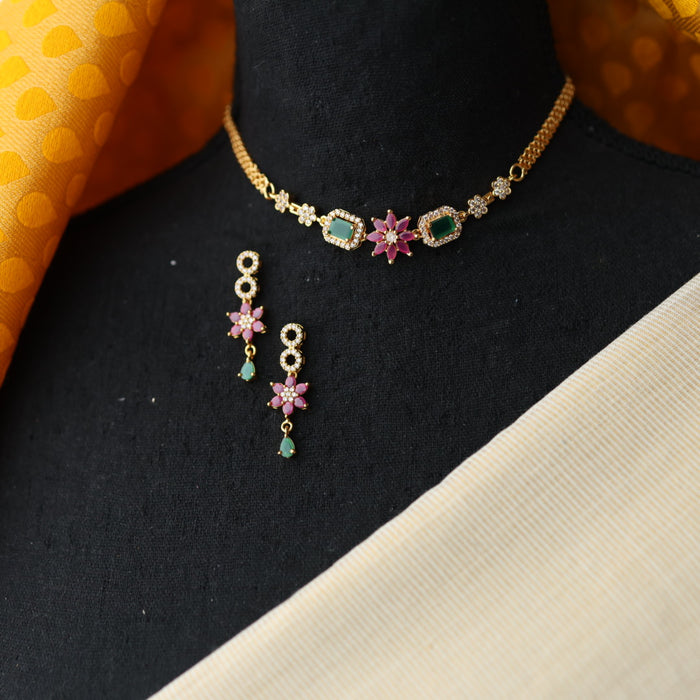 Heritage simple choker necklace with earrings CBB1456