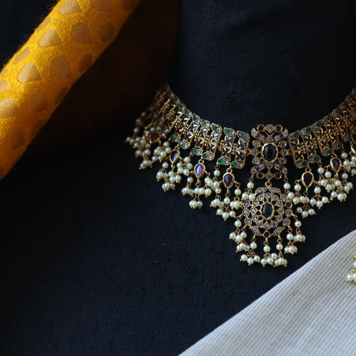 Antique choker necklace with earrings ( MEDIUM SIZE ) CCB17302