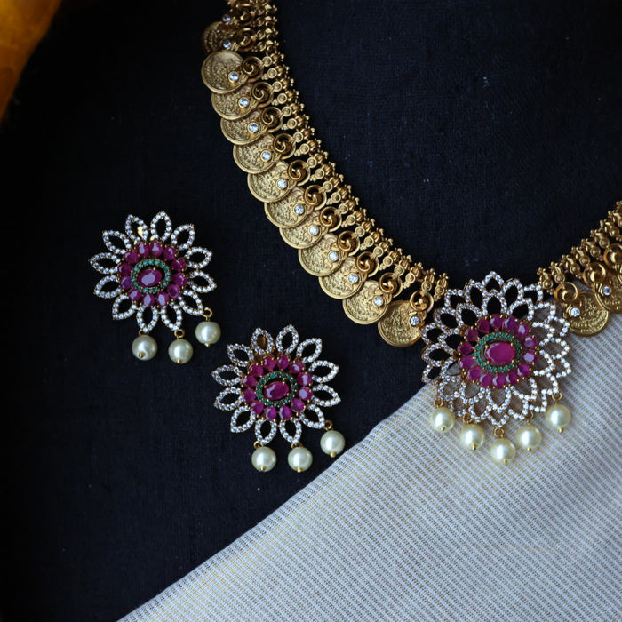 Antique mango short necklace with earrings S1B1347