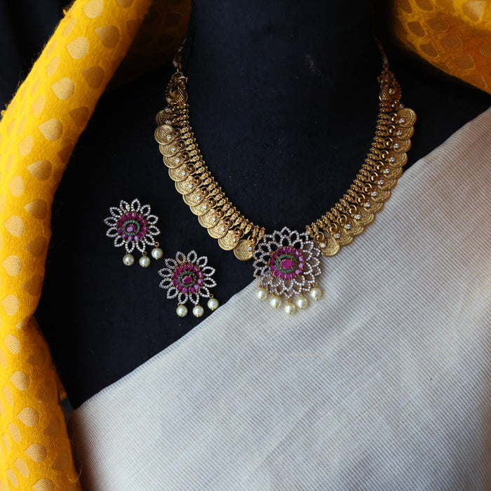 Antique mango short necklace with earrings S1B1347
