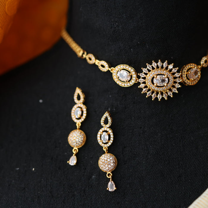 Heritage simple white stone choker necklace with earrings CCB1457
