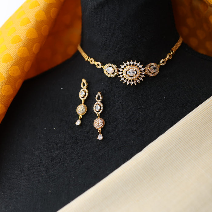 Heritage simple white stone choker necklace with earrings CCB1457