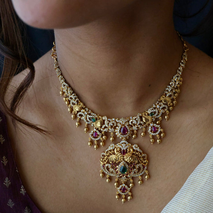 Antique short necklace with earrings S1B11023