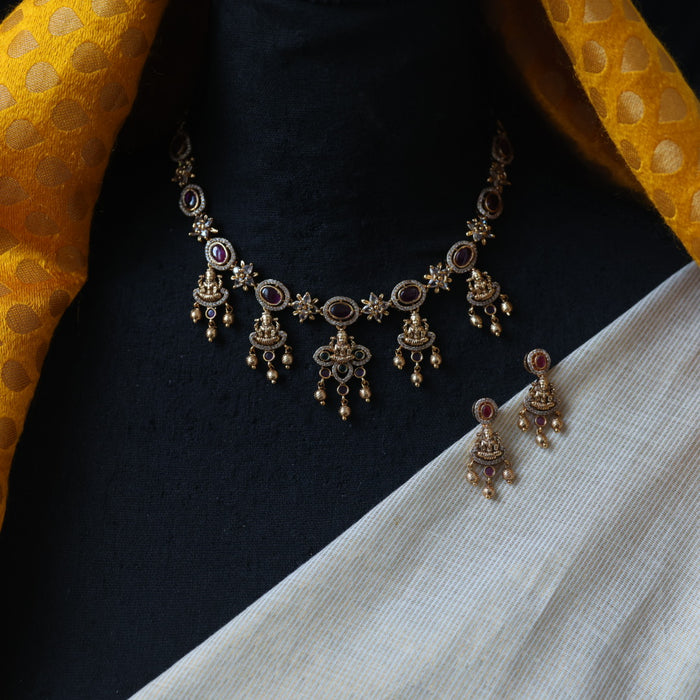 Antique temple design simple necklace necklace with earrings TTS57521