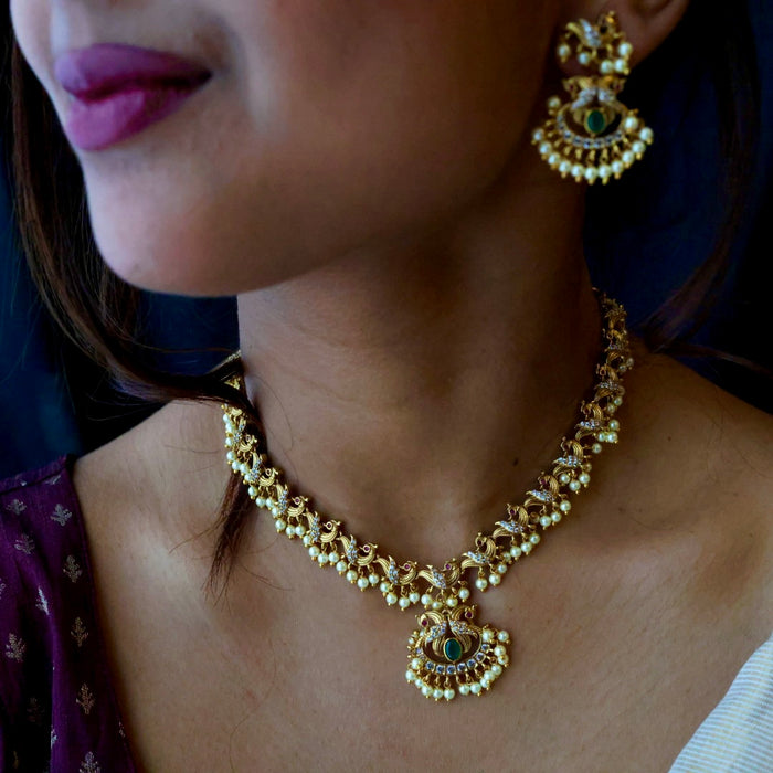 Antique  pearl short necklace with earrings TT0205322