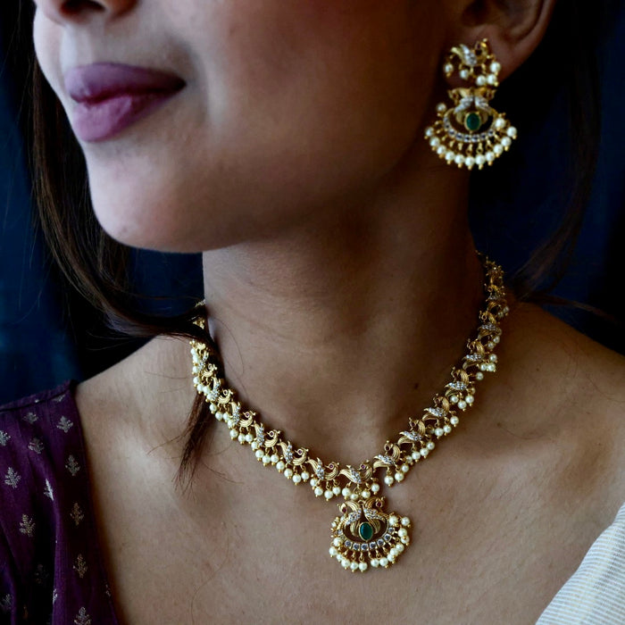 Antique  pearl short necklace with earrings TT0205322