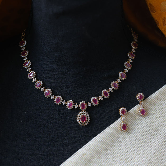 Antique ruby white simple necklace necklace with earrings TTS591