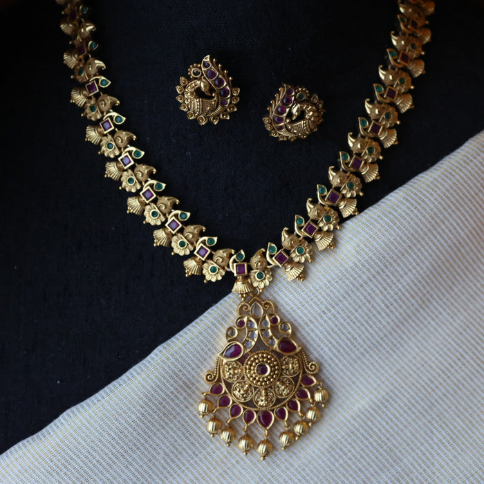 Antique short necklace with earrings S1B115