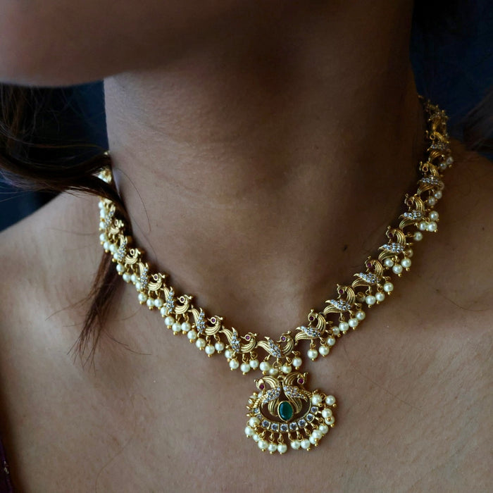 Antique  pearl short necklace with earrings TT0205322