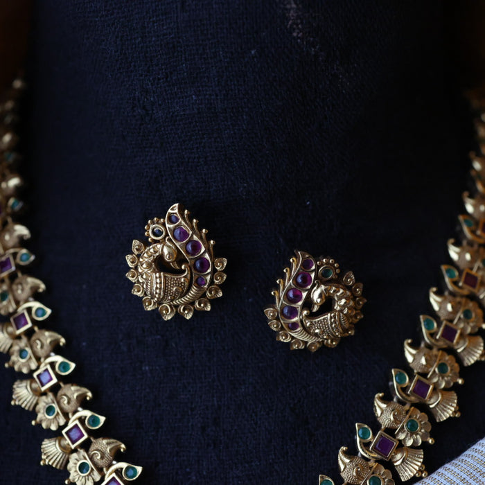 Antique short necklace with earrings S1B115
