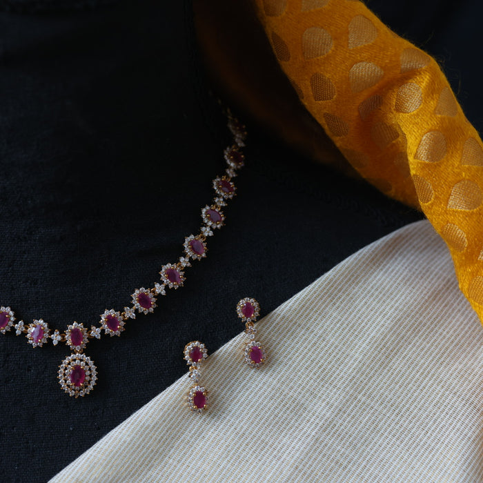 Antique ruby white simple necklace necklace with earrings TTS591