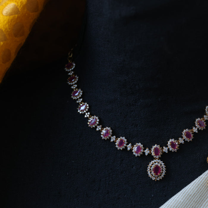 Antique ruby white simple necklace necklace with earrings TTS591