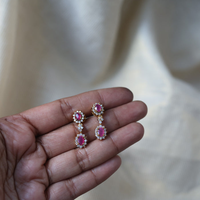 Antique ruby white simple necklace necklace with earrings TTS591