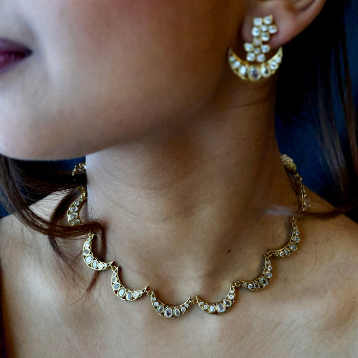 Antique simple short necklace and earrings TTS4345