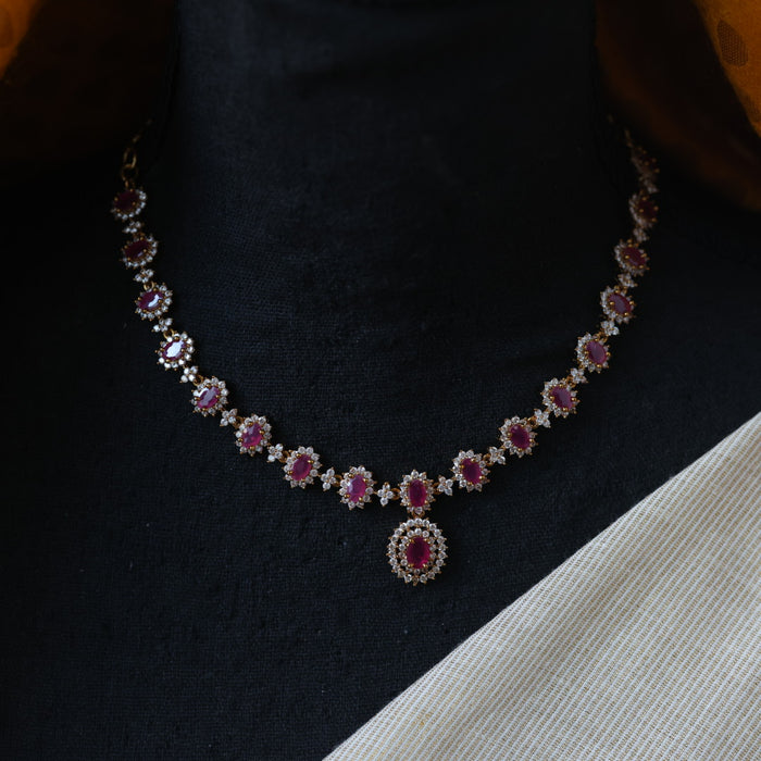 Antique ruby white simple necklace necklace with earrings TTS591
