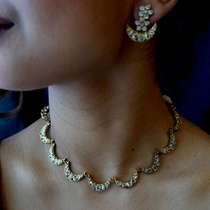 Antique simple short necklace and earrings TTS4346