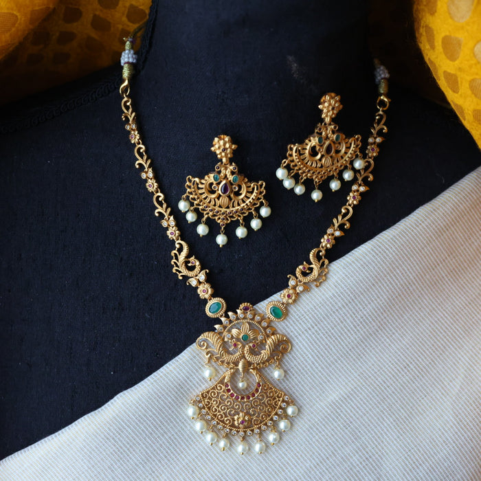Antique simple short necklace with earring S1B1099