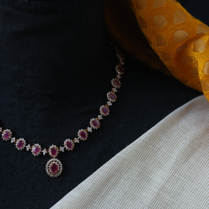 Antique ruby white simple necklace necklace with earrings TTS591