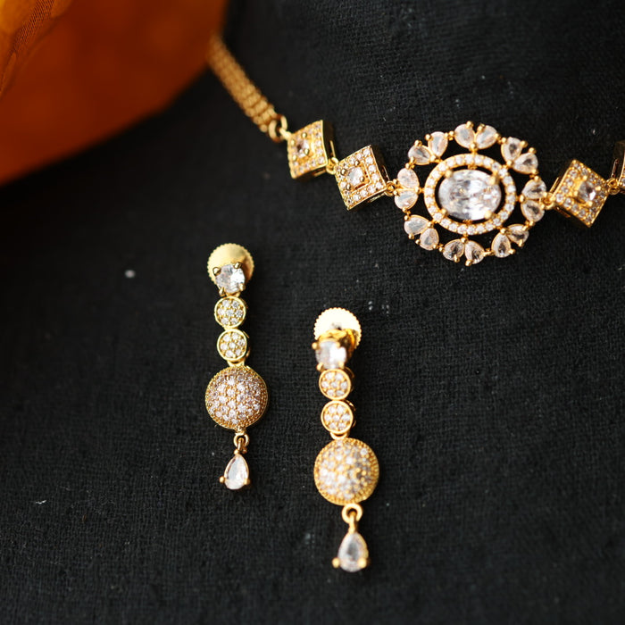 Heritage simple white stone choker necklace with earrings CCB1458
