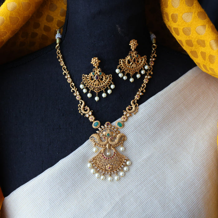 Antique simple short necklace with earring S1B1099