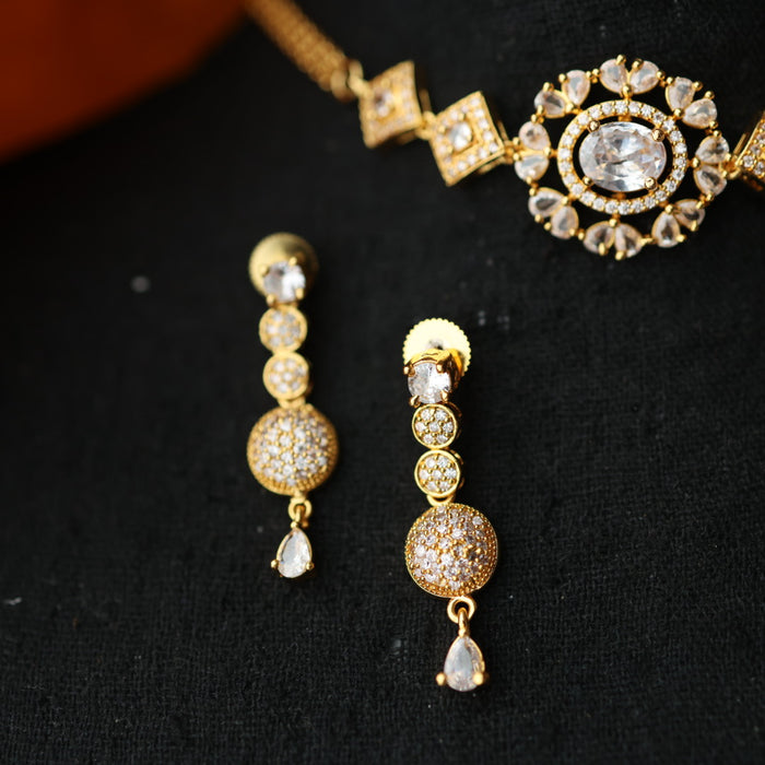 Heritage simple white stone choker necklace with earrings CCB1458