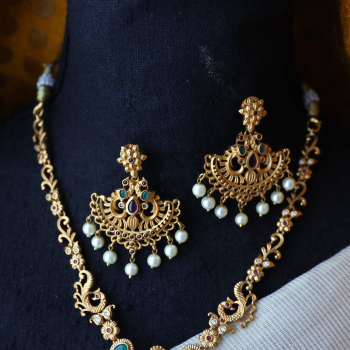 Antique simple short necklace with earring S1B1099