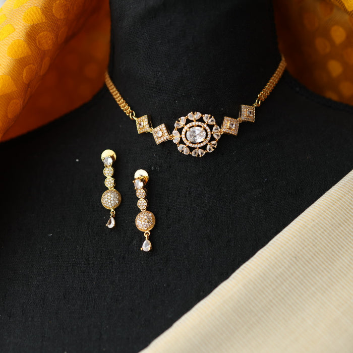 Heritage simple white stone choker necklace with earrings CCB1458