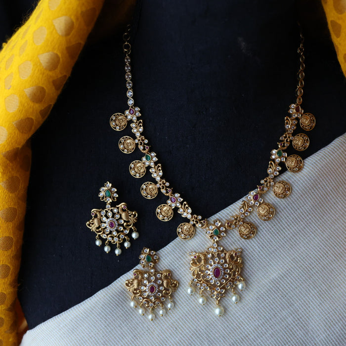Antique short necklace and earrings S1B136