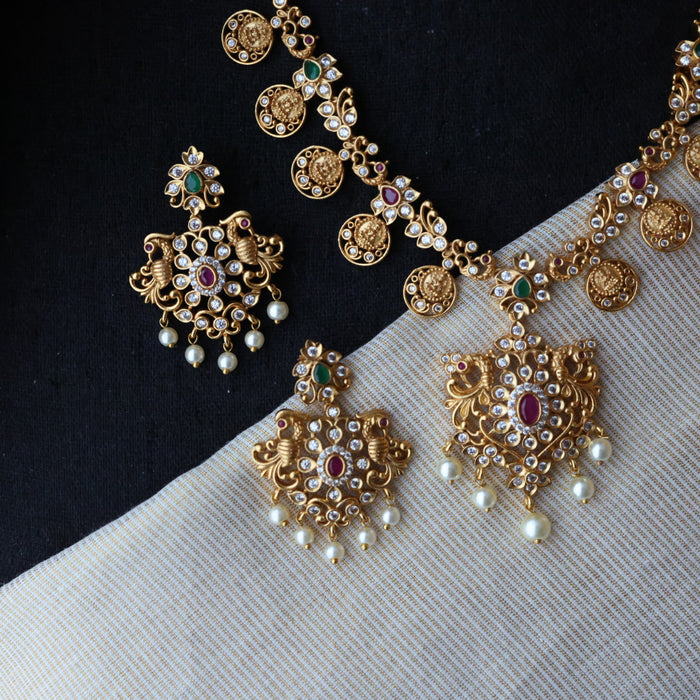 Antique short necklace and earrings S1B136