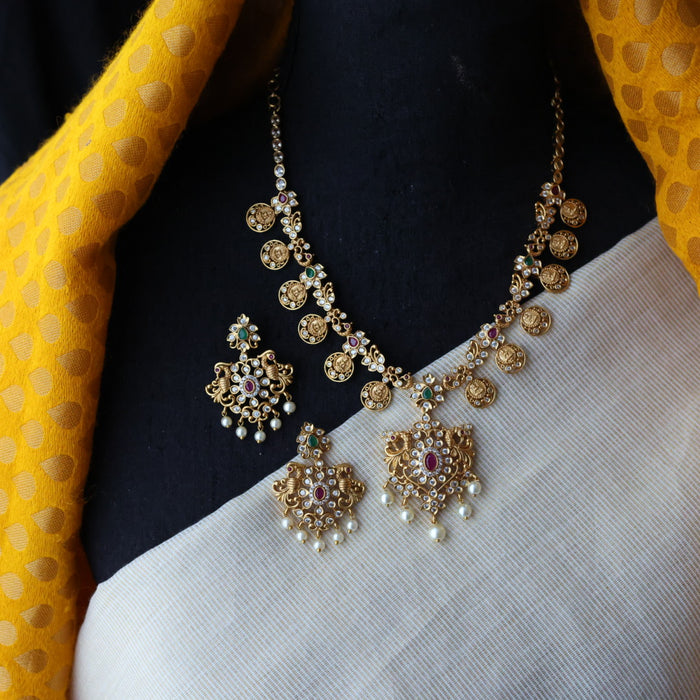 Antique short necklace and earrings S1B136