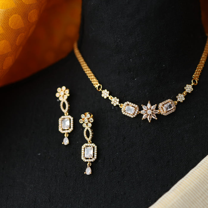 Heritage simple white stone choker necklace with earrings CCB1459