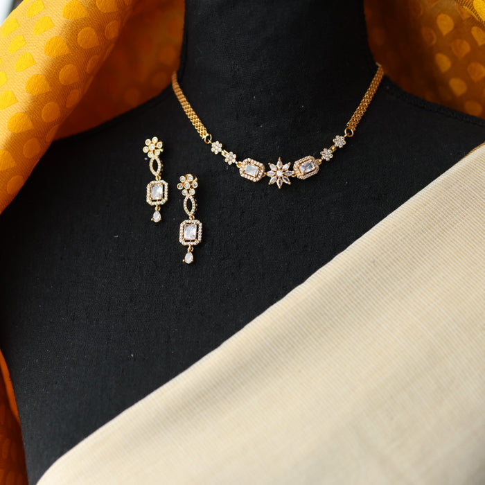 Heritage simple white stone choker necklace with earrings CCB1459