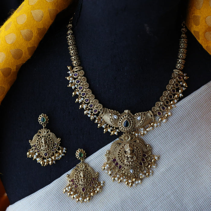 Antique simple short necklace with earring S1B1219