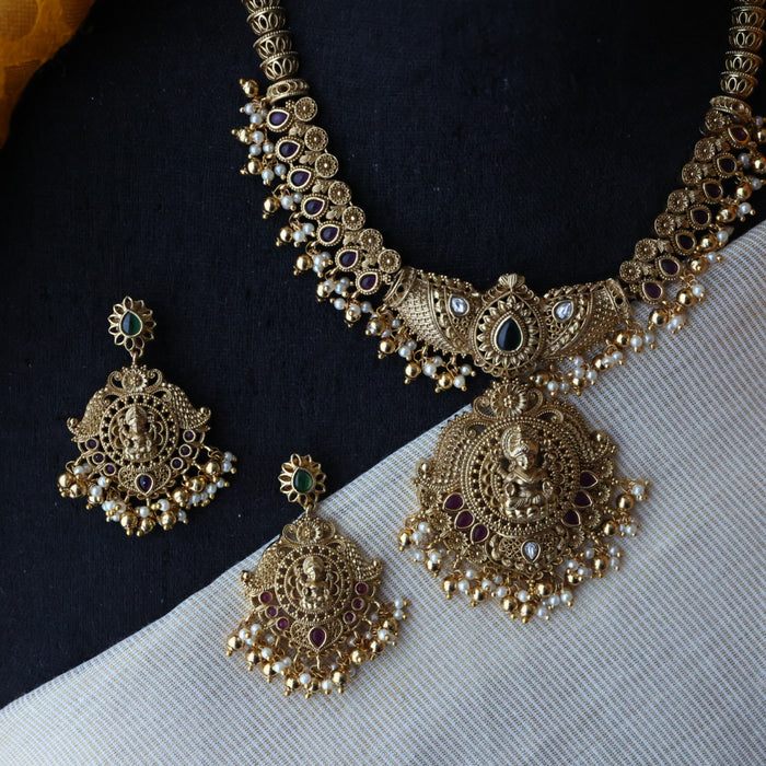 Antique simple short necklace with earring S1B1219