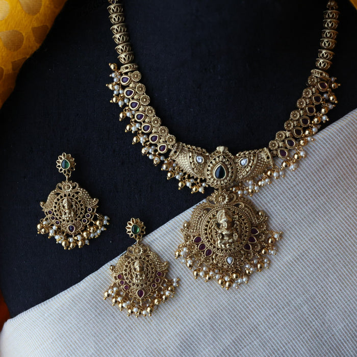 Antique simple short necklace with earring S1B1219